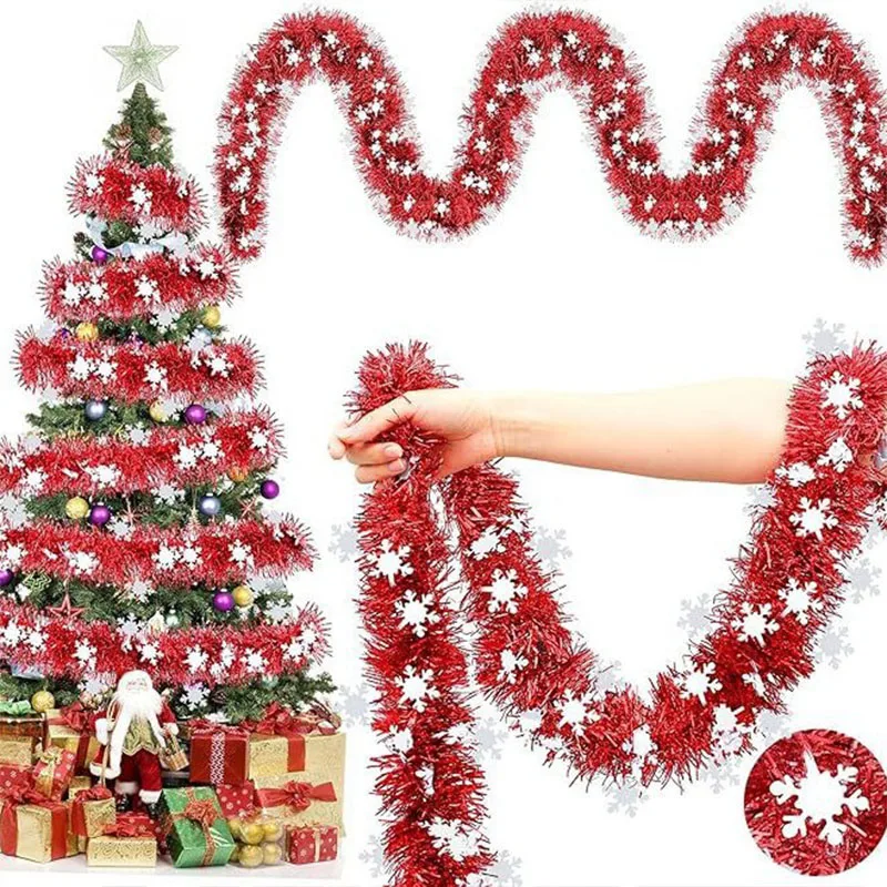 2 متر الأكثر مبيعا زينة عيد الميلاد ندفة الثلج بهرج جارلاند احتفالي حفلة اللافتات الحلي شرائط روبيا سقف معلق #1