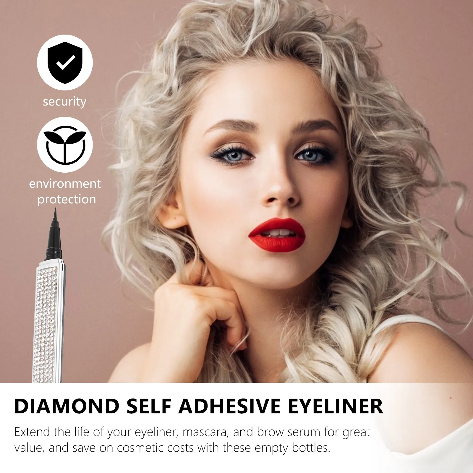 Self-Adhesive Diamond Eyeliner No Blooming Quickly Dry Makeup Tool Easy Apply Long-Lasting Non Magnetic Liquid Eye Liner Pen