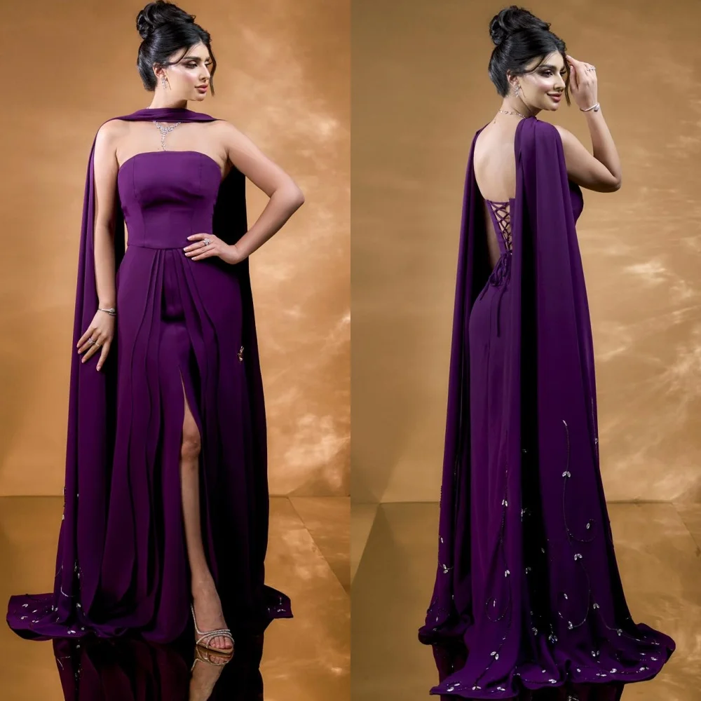 

Customized Classic Jersey Pleat Sequined A-line Strapless Long Dresses Bespoke Occasion Modern Style Sexy