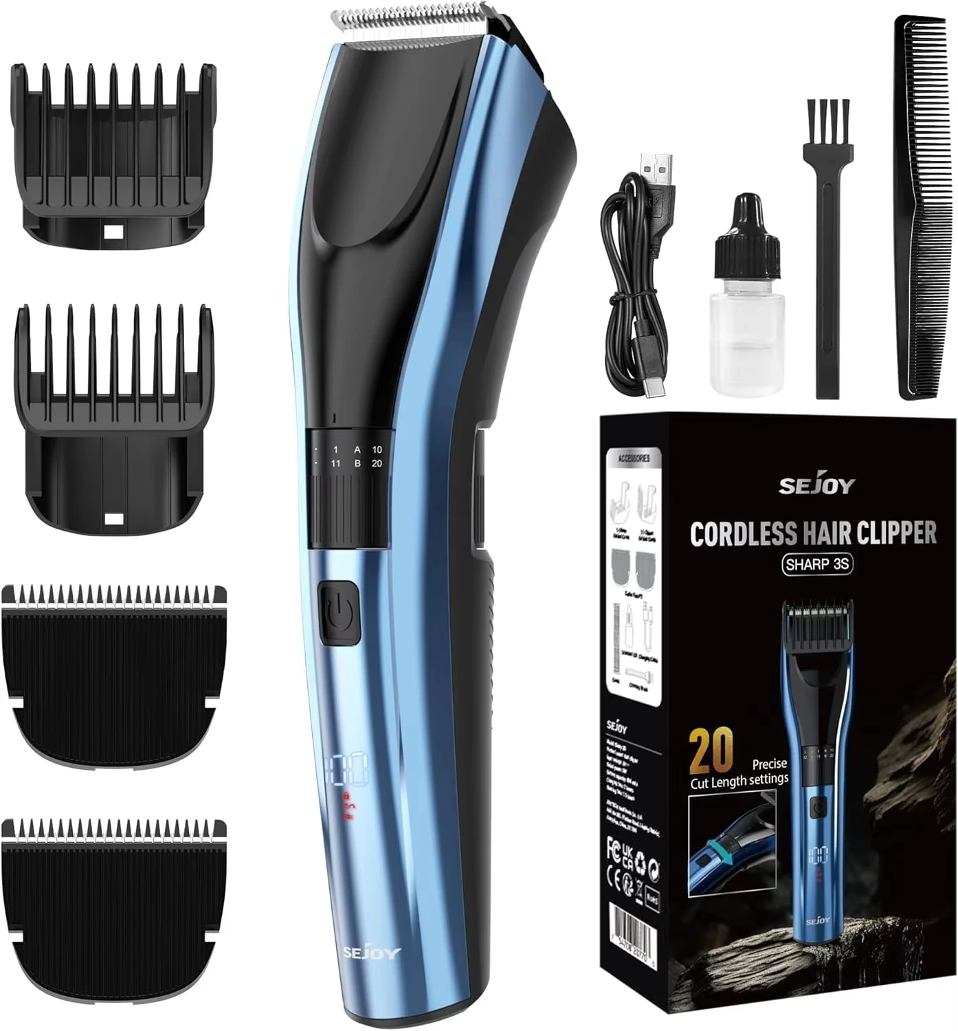 SEJOY Hair Clippers for Men Cordless Clippers for Hair Cutting Professional Men's Hair Clippers Rechargeable Hair Trimmer