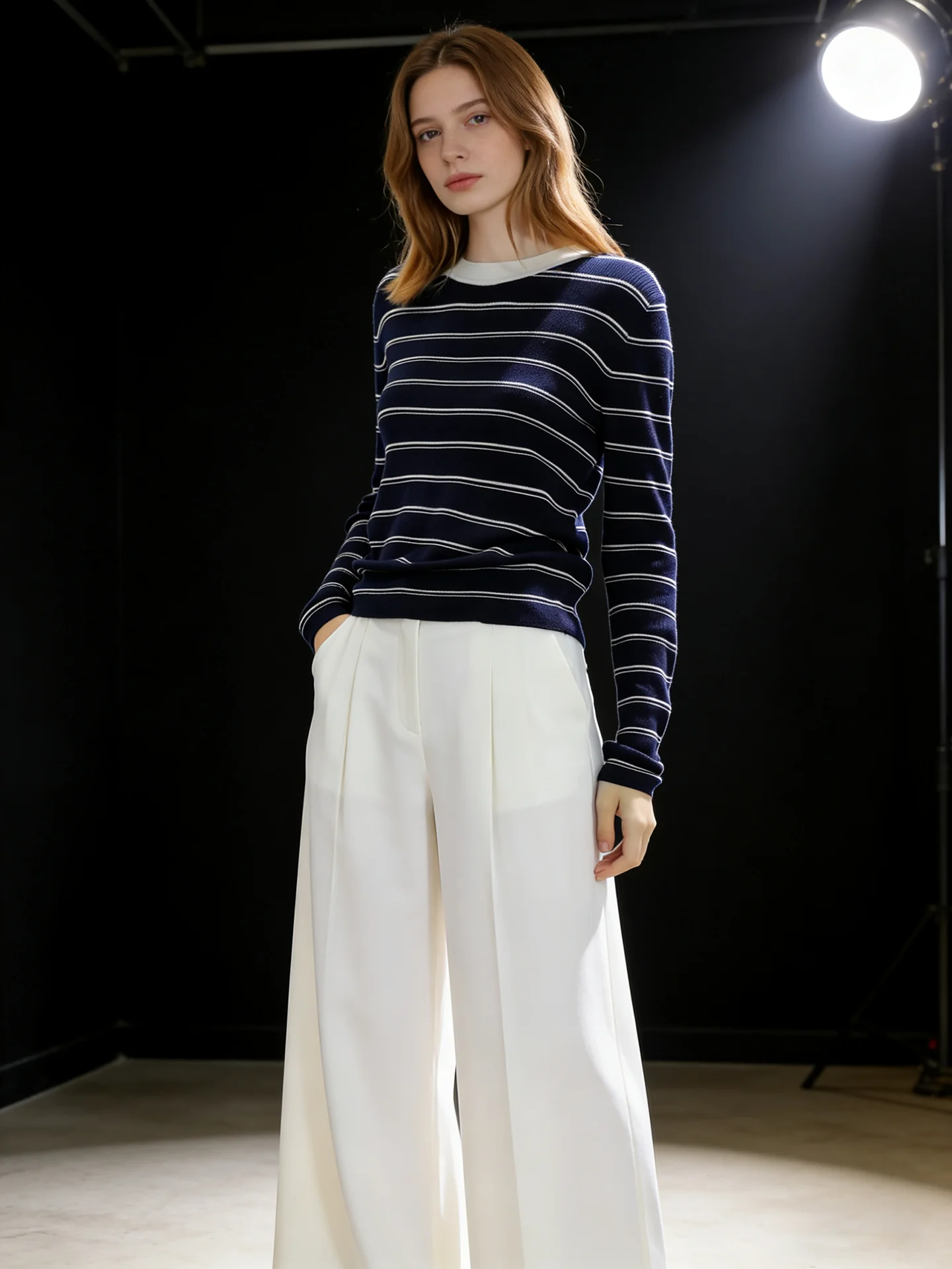 

HUAAPPUW Women's Knitted Sweater round Ne Warm Slim Fit Striped Base Layer irt Casual Sle Polyester Fiber Winter New Ar...