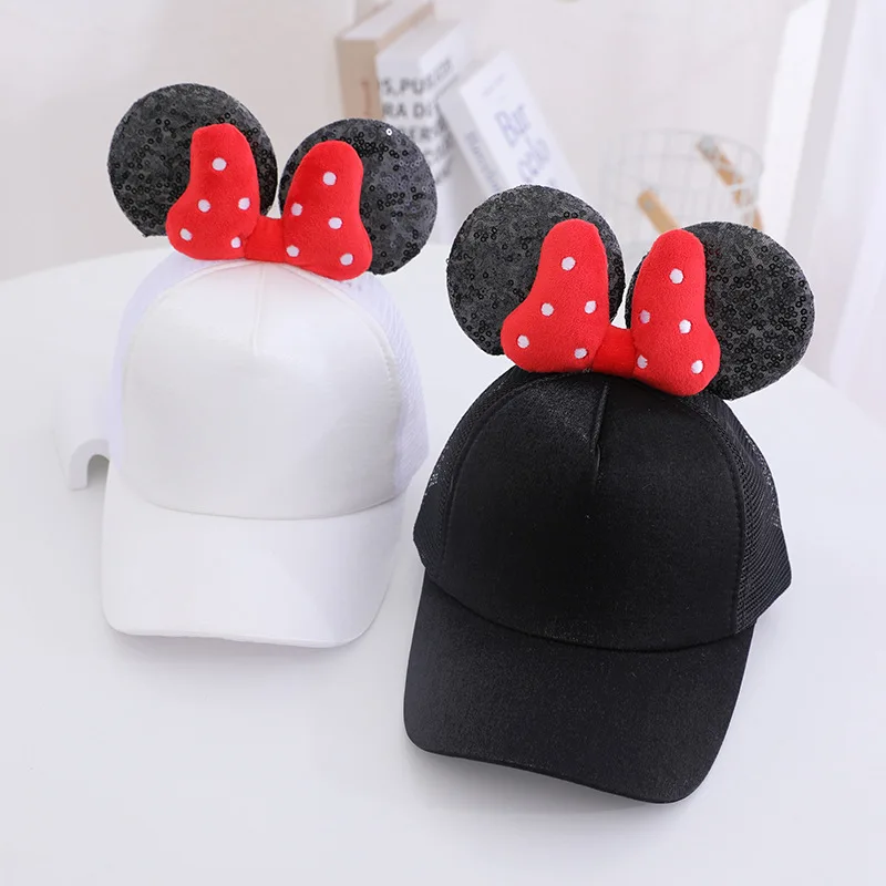 New Cartoon Mouse Ears Bow Baseball Hat Adjustable Cute Breathable Mesh Hip Hop Hat Summer Sun Caps Toys for Women Girls Gifts