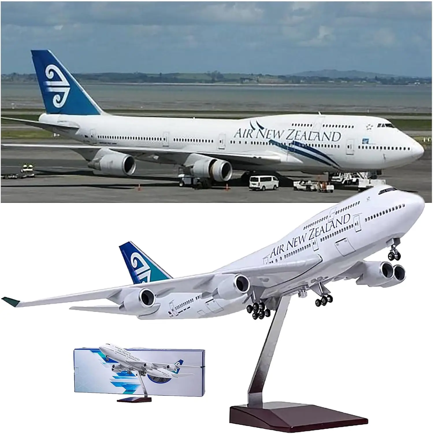 

1:160 New Zealand B747 Simulation Civil Aviation Aircraft Model with Wheels Assembled Aviation Model Airplane Decoration Gift