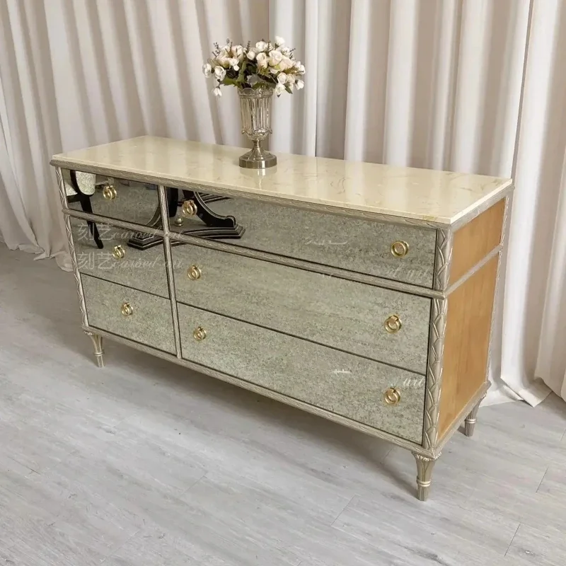

B Household chest French light luxury antique glass mirror side cabinet