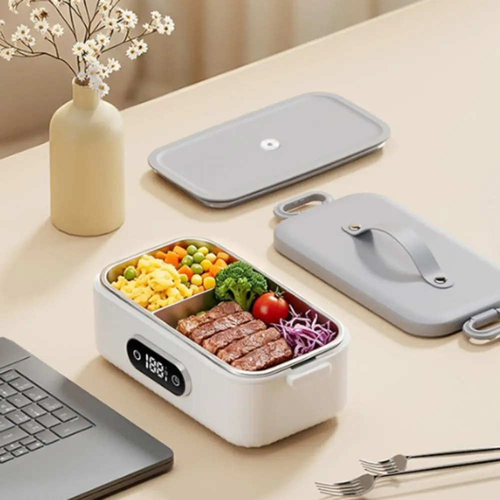 4-speed Temp USB Heated Lunch Box 304 Food-Grade Stainless Steel 6-speed Timer Wireless Heating Food Container Rechargeable