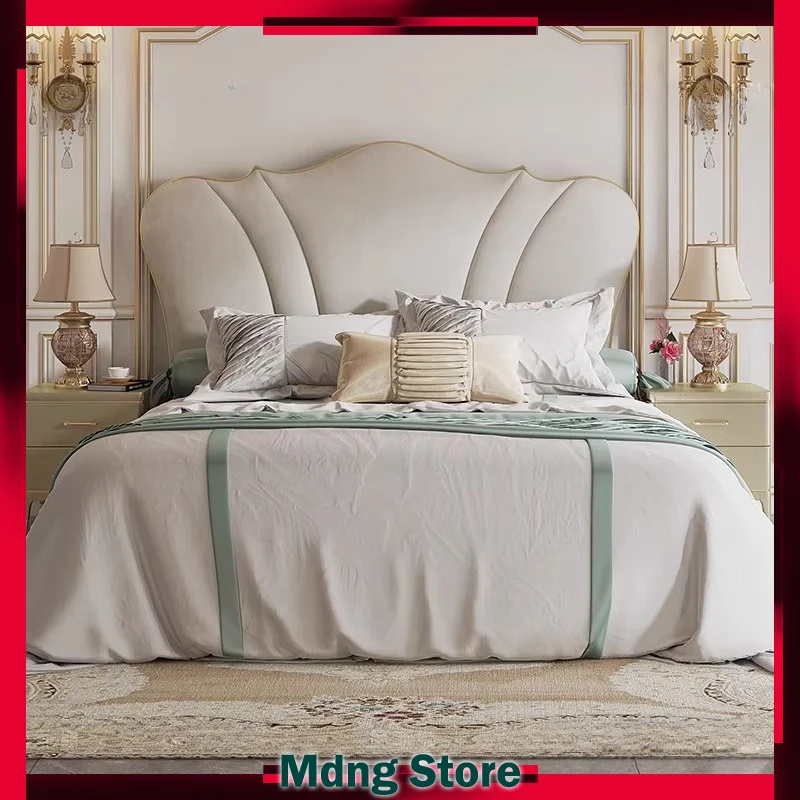 

Nordic Queen Size Bed Aesthetic Fancy Sleeping French Bed Double Bedroom Side Table Muebles Para El Hogar House Accessories