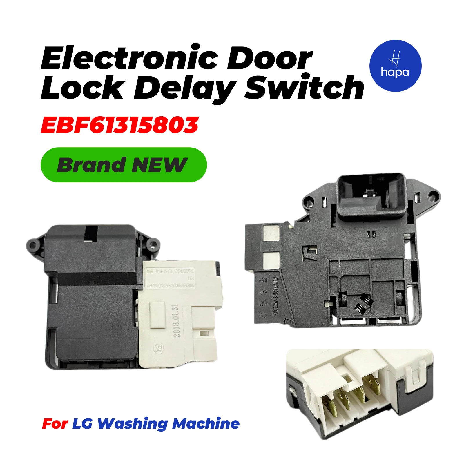 EBF61315803 220-240V Washer Door Lock Switch Assembly - Exact for LG Front-Load Washers & Ken-More 796-series Washing Machine