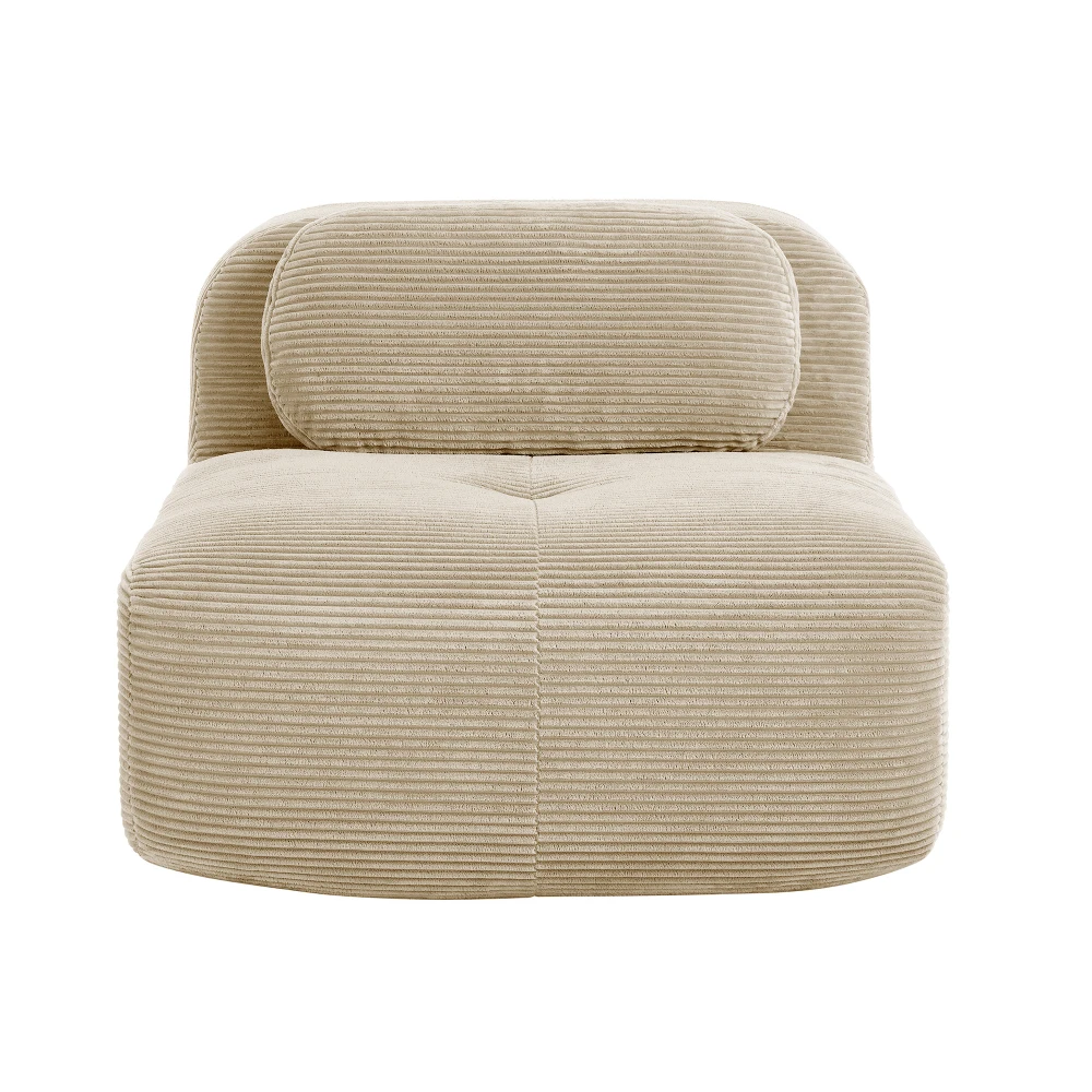 Image of 1-teiliges modernes schönes Sofa ohne Armlehnen mit Kissen, Wohnzimmermöbel, modulares Ecksofa, hochwertiger Cordstoff