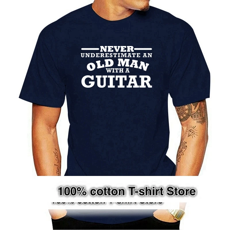 Guitar Never Underestimate An Old Man With A T Shirt Silver Logo Size To 5XL