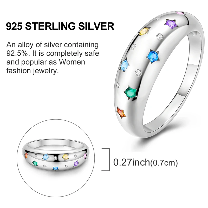 Women's 925 Silver Sun Moon Stars Ring, Sparkling Design