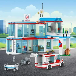 3 in1 City Hospital STEM Building Blocks Sets City Sets Ambulance Airport PassengerPolice Station Car Bricks Toy for Kids Gifts