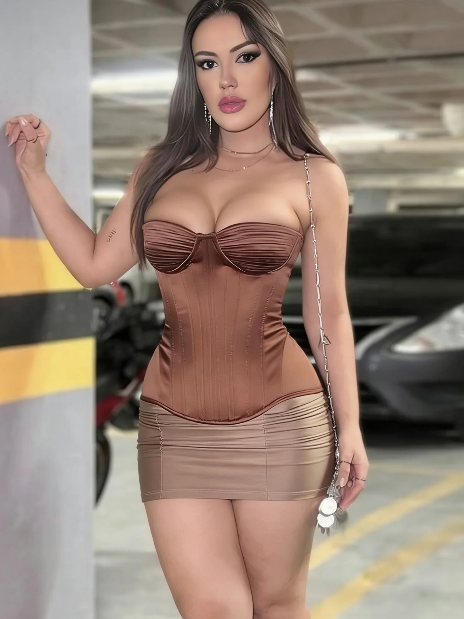 

Cutenew Sexy Chic Ruched Tank Top Women Trend Patchwork Sleeveless Coquette Midnight Party Club Streetwear Stretch Hottie Vest