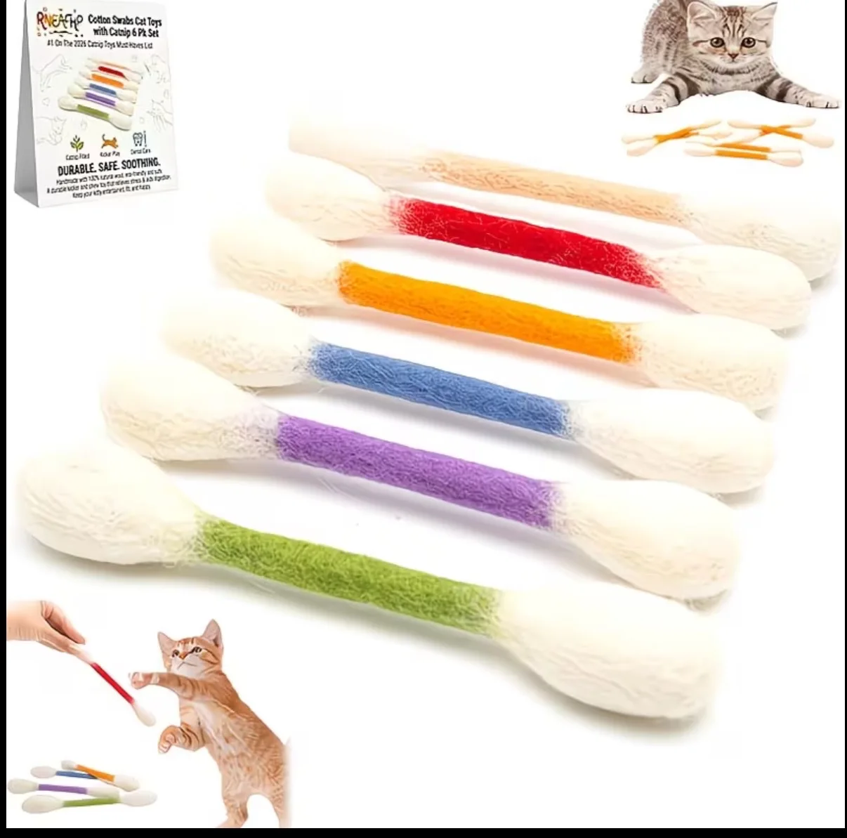 6 in 1 Cat Toy Set Catnip Toys for Cats Interactive Chew Toys Sisal Rope Mouse Plush Caterpillar Kitten Gift Pack