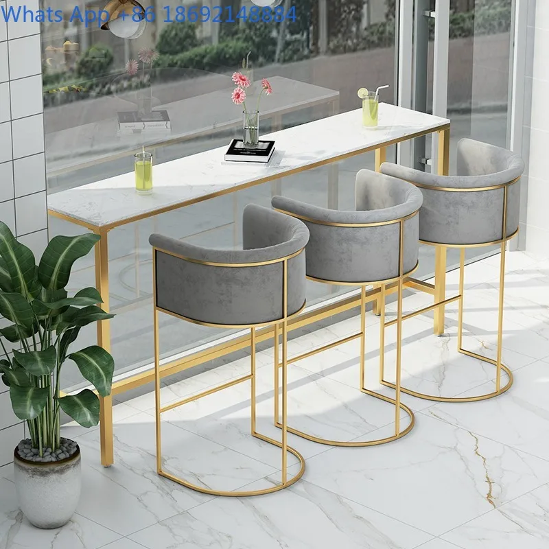 

Light Luxury Bar Stool Modern Simple Home Balcony Window Table Cafe Bar Nordic Backrest High Stool