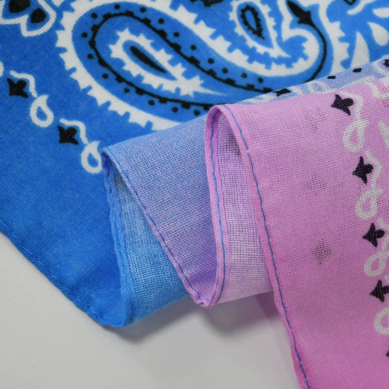Fashion Hip Hop 100% Cotton Men Bandana Square Scarf Double Cashew Gradient Color Paisley Headband Street Dance For Women Hijab