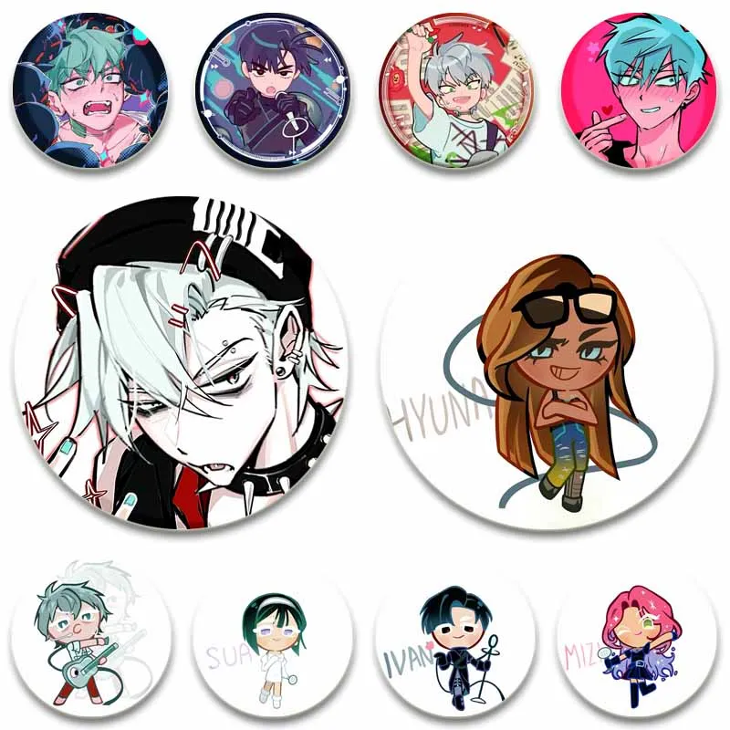 Custom Anime Peripheral ALIEN STAGE Round Brooch Pins for Backpack Clothes Decor Cartoon Collar Badge Jewelry Gift for Friends