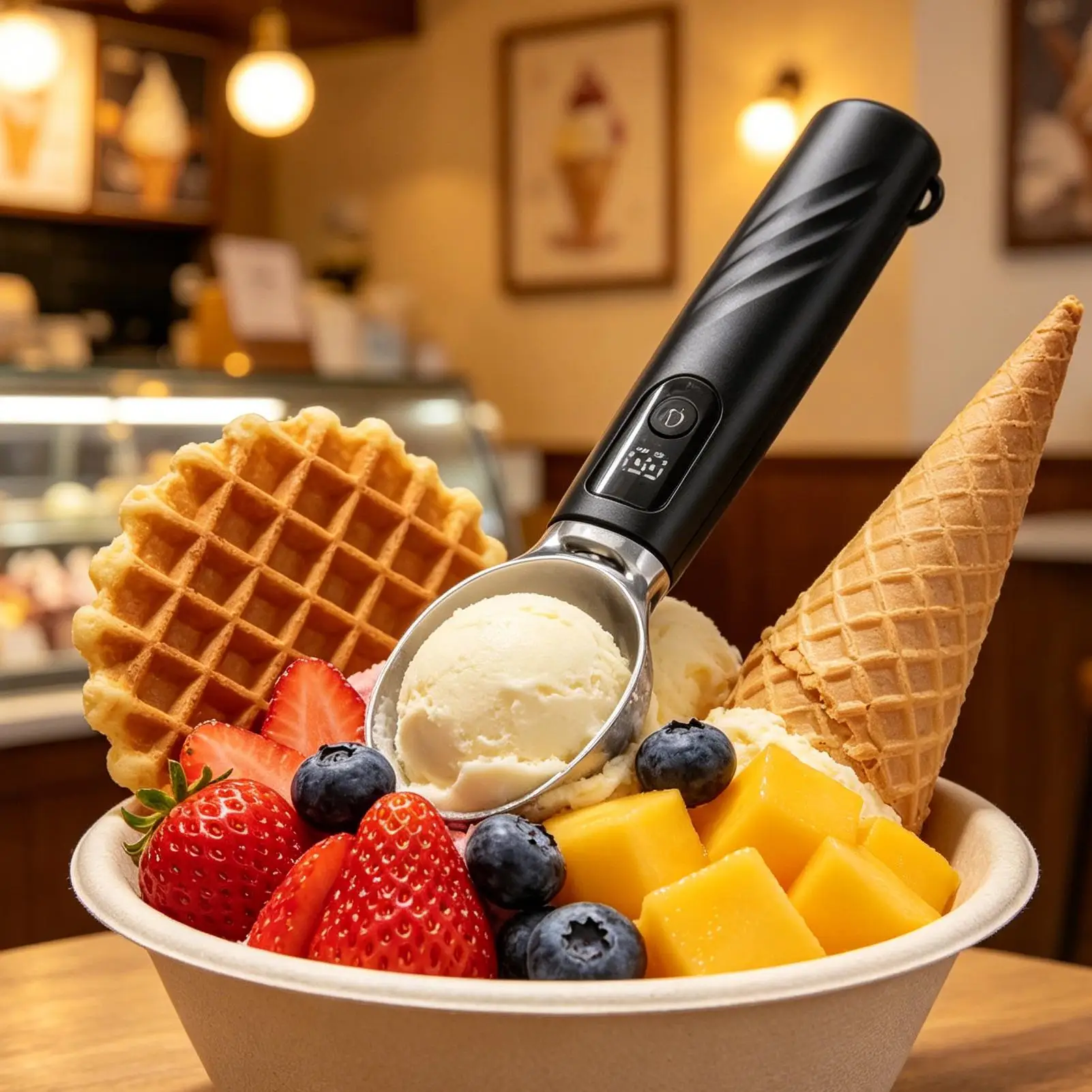 Heated Ice Cream Scoop Rechargeable Rechargeable Dishwasher Safe Spoon With Removable Battery Electric Heated Ice Cream Scoop