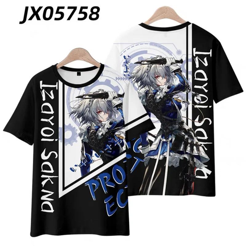 

TouHou Project Izayoi Sakuya 3D Printing T-shirt Summer Round Neck Short Sleeve Popular Japanese Anime Game Streetwear Plus Size