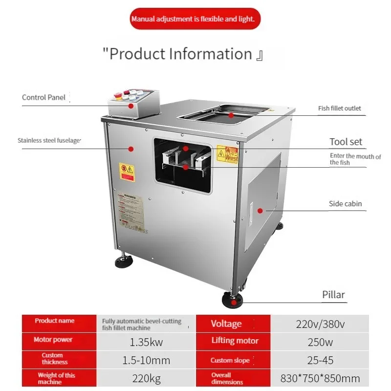 Full automatic oblique fish slicer Multifunctional meat slicer Commercial meat slicer