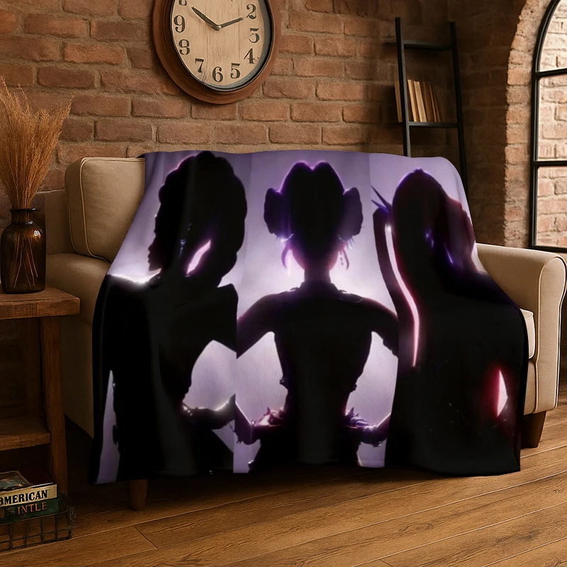 New KPop D-Demon H-Hunters Cartoon Flannel Throw Blanket,Warm Cozy Blanket for Bed,Sofa,Couch,Bedroom,Living Room,Office,Camping
