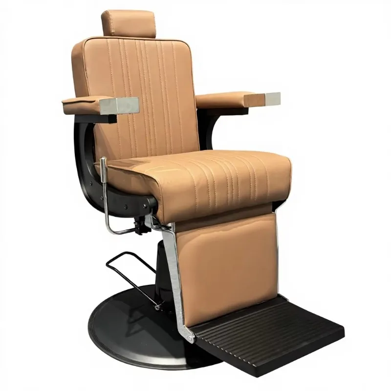 Men's Metal Barber Chair with Rotatable Armrests High-Density Sponge Seat Modern Minimalism Design for Hair Salons Barber Shops