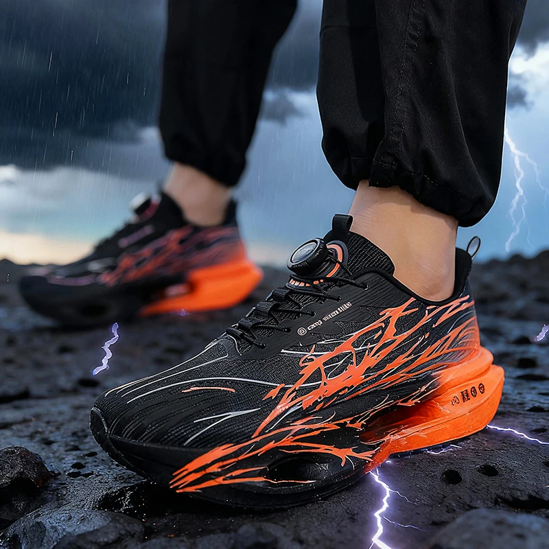 

Sports and leisure shoes, men's shoes, marathon oversized air cushioned shoes, fly woven all season rubber, wear-resistant, anti