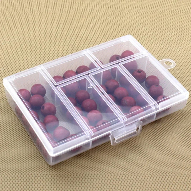 1PC 6 Grid Plastic Tool Box Transparent Storage Boxes For Jewelry Jade Electronic Components Parts Classification Container