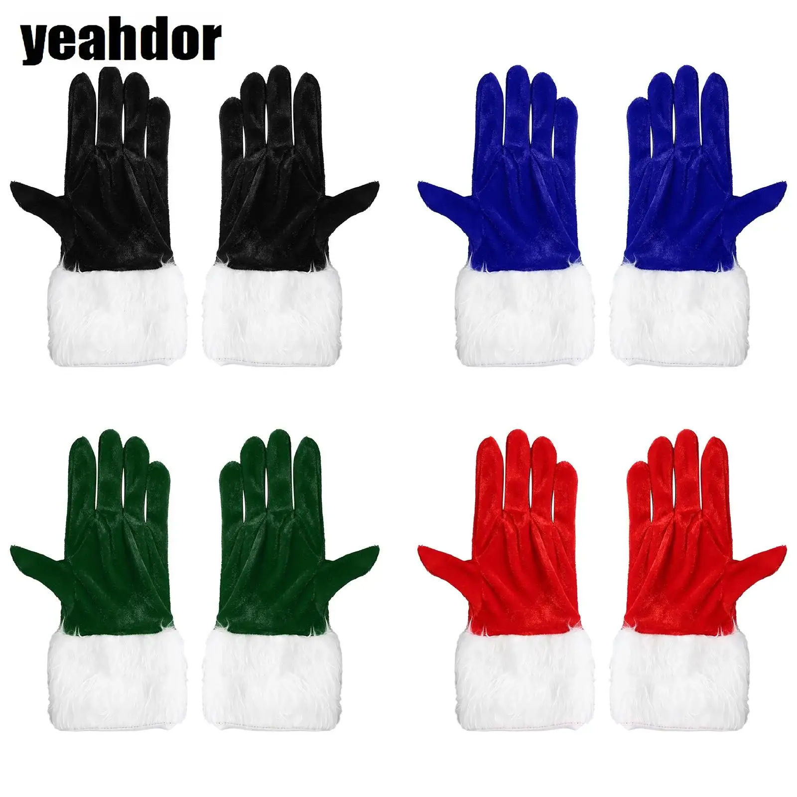 Women Girls Elegant Velvet Gloves Costume Accessory for Christmas Stage Performance Photography Fancy Dress Parties Drama Shows