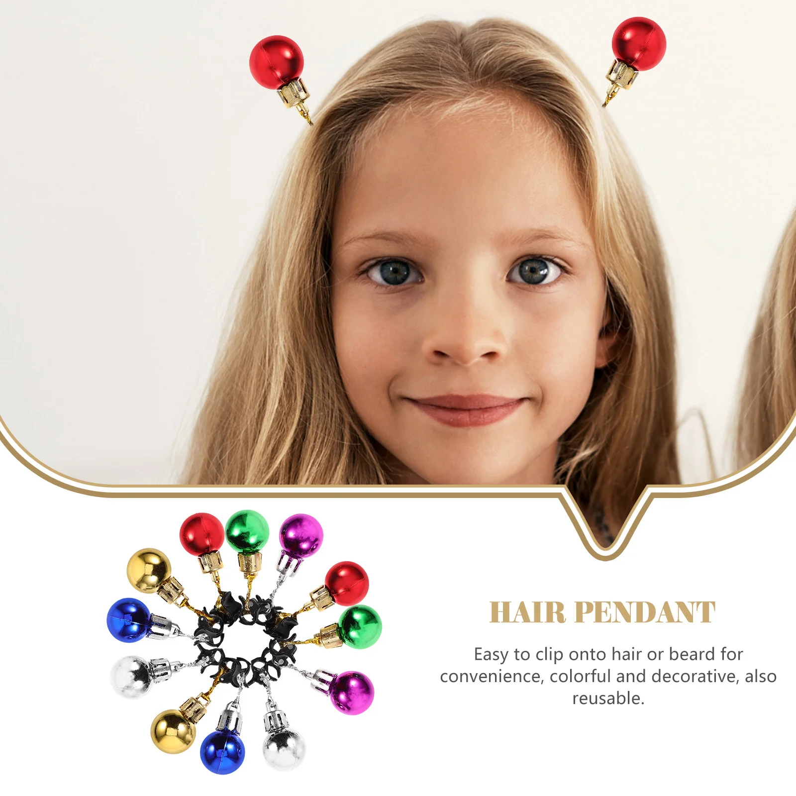 12Pcs Christmas Beard Bead Bell Charms Colorful Clip on Beard Hair Accessories Reusable for Holiday Cosplay and DIY Craft