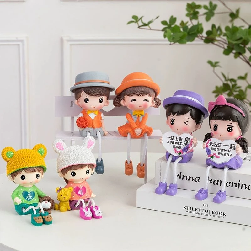 

2pcs/lot Nordic Cute Resin Couples Hanging Dolls Home Ornaments Decoration Accessories Hanging Leg Furnishings Christmas Gift
