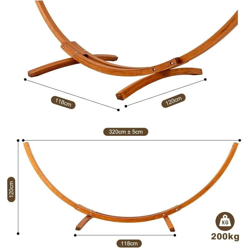 2026 Hammock With Frame With 2 Hammocks 200 Kg Load Capacity Sturdy Arch Frame Made Of Solid Pine Wood For Garden Patio And Balc