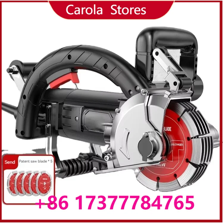 1800W Dustless Handheld Wall Chaser Multi-Angle Saw Concrete Stone Road Hydropower