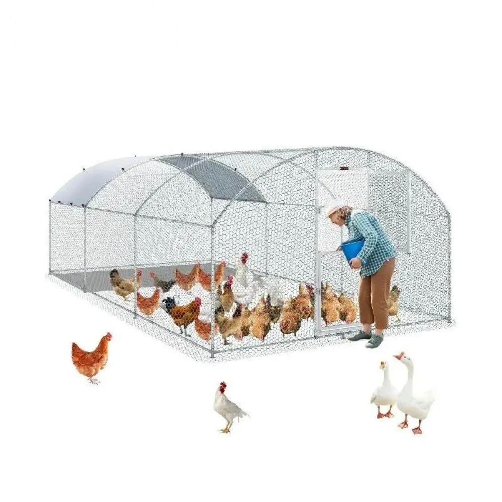 VEVOR Large Metal Chicken Coop Poultry Cage Duck RAbcit Walkin Dome Roof with Waterproof Cover for Farm Pet Yard Hen House