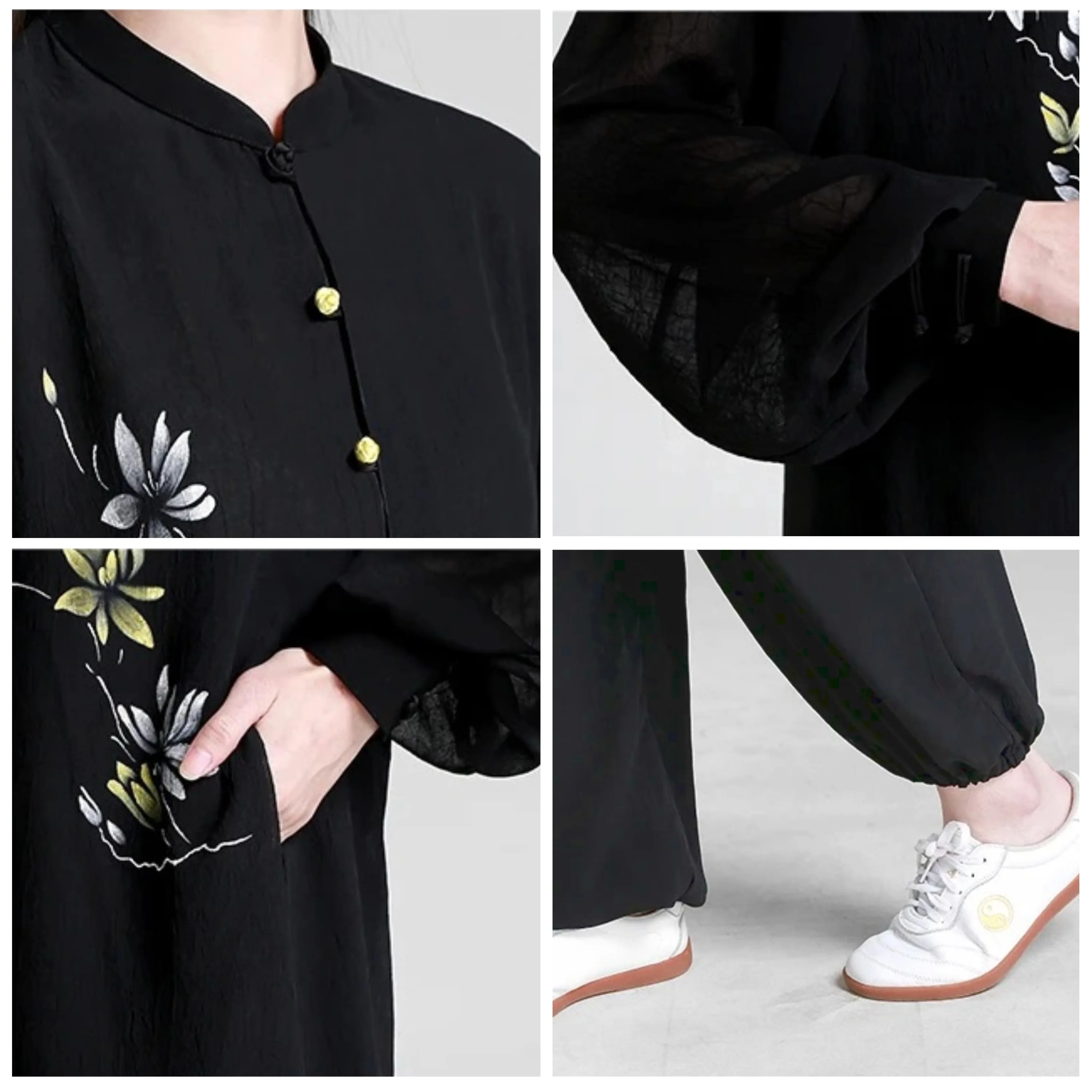Kung Fu Dress Wushu Clothing Tai Chi Clothes Martial Art Uniform Women And Men Unisex Kun Master Hand-painted Black 2025 New
