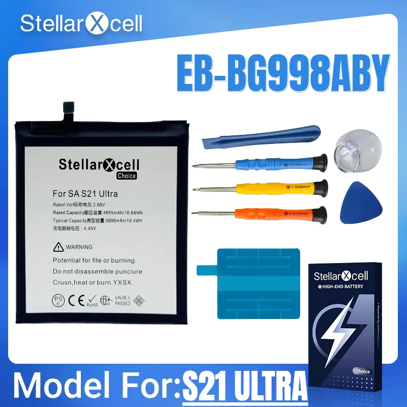 

StellarXcell Choice Battery For Samsung S21 Ultra battery EB-BG998ABY Premium pure cobalt battery replacement