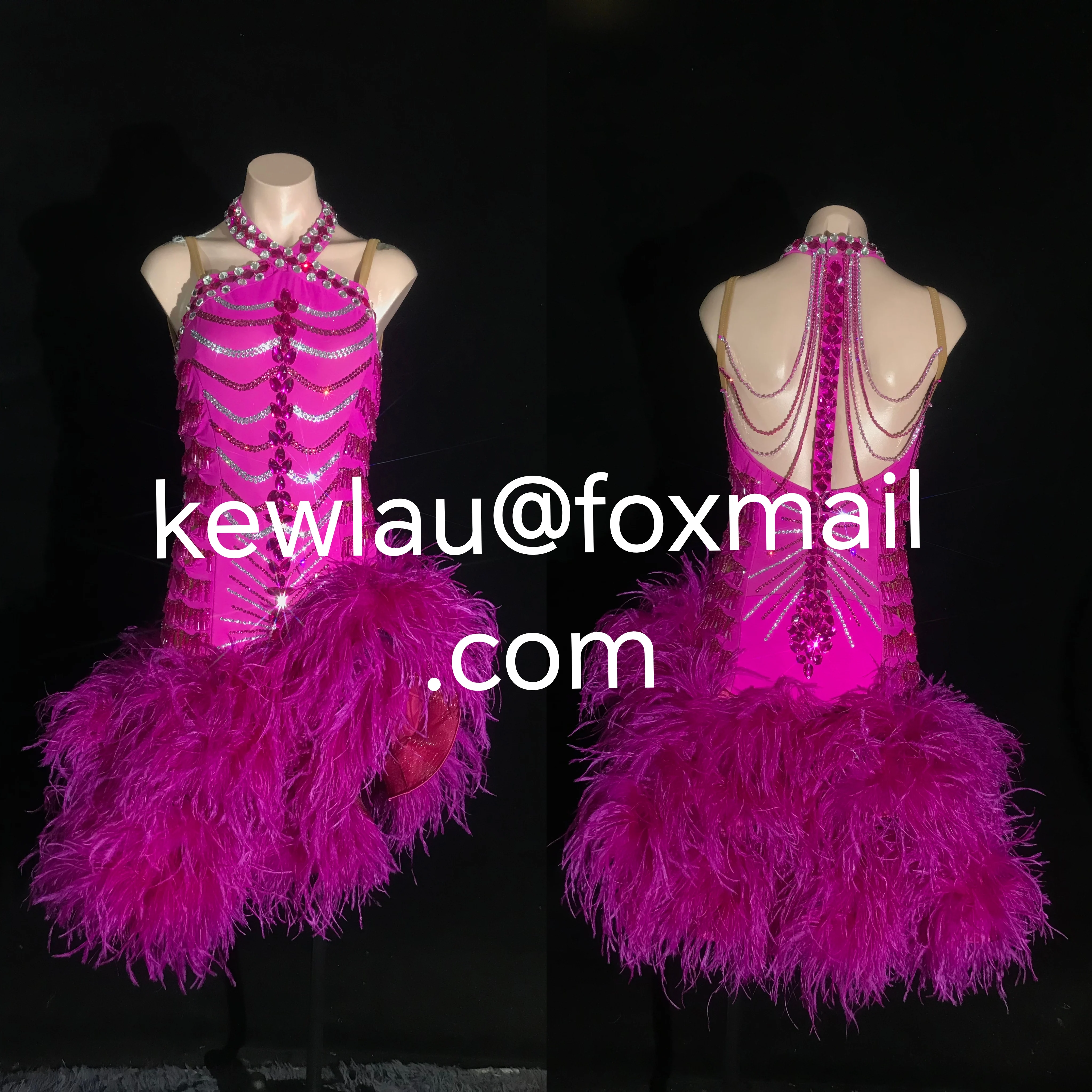 WHYNOT DANCE New Feather Tube Bead Customized Latin Dance Competition  Dress For Girls or Women Fast Free Shipping