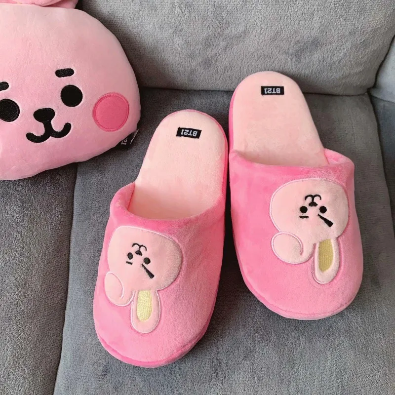 Pantuflas de Algodón con Diseño de BT21, Pantuflas de Interior Antideslizantes para Mujer, Estilo Kawaii, para Primavera y Otoño, Regalo