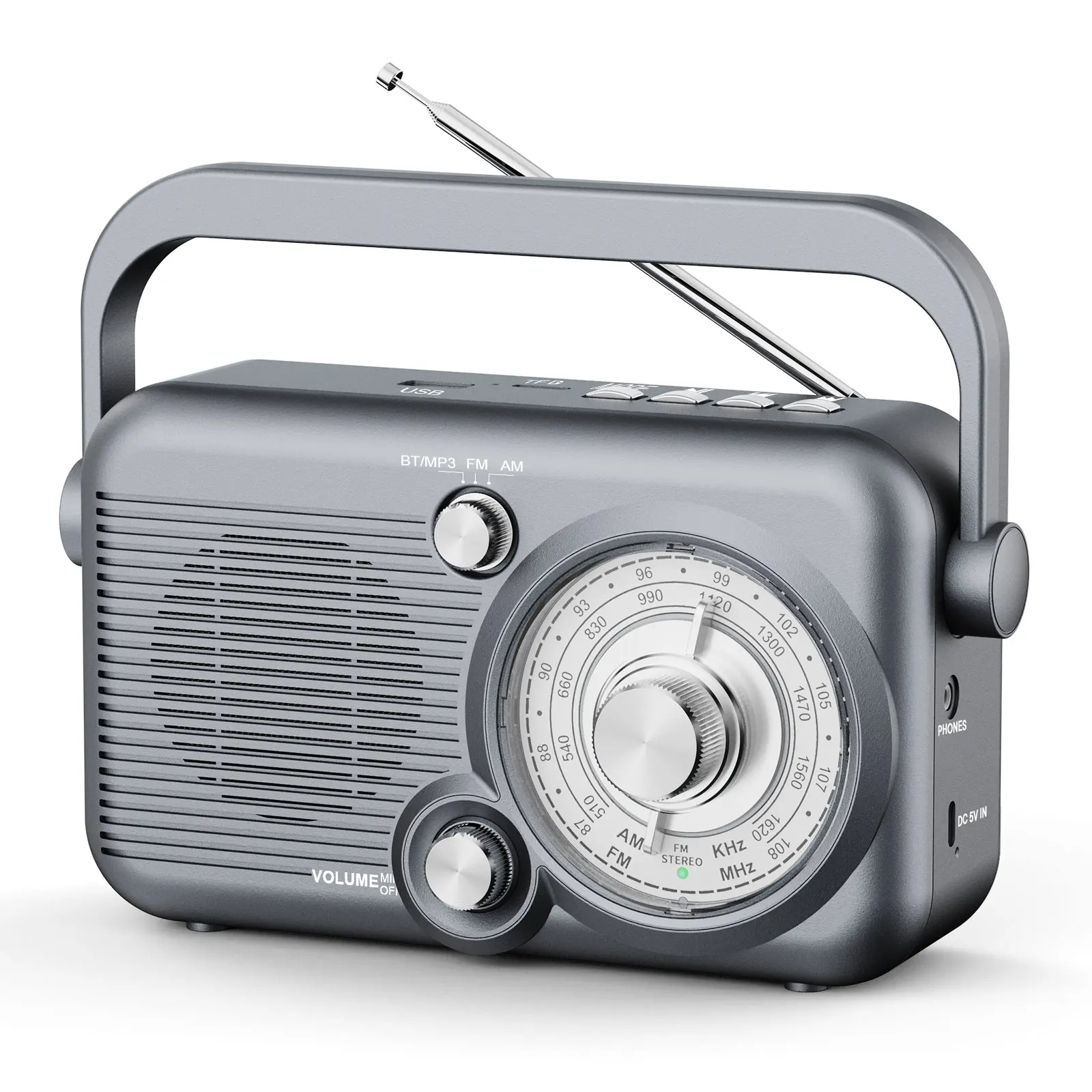 Portable Radio with Bluetooth AM FM Radio Vintage Shortwave Radio Rechargeable,Battery powered Tansistor Radio