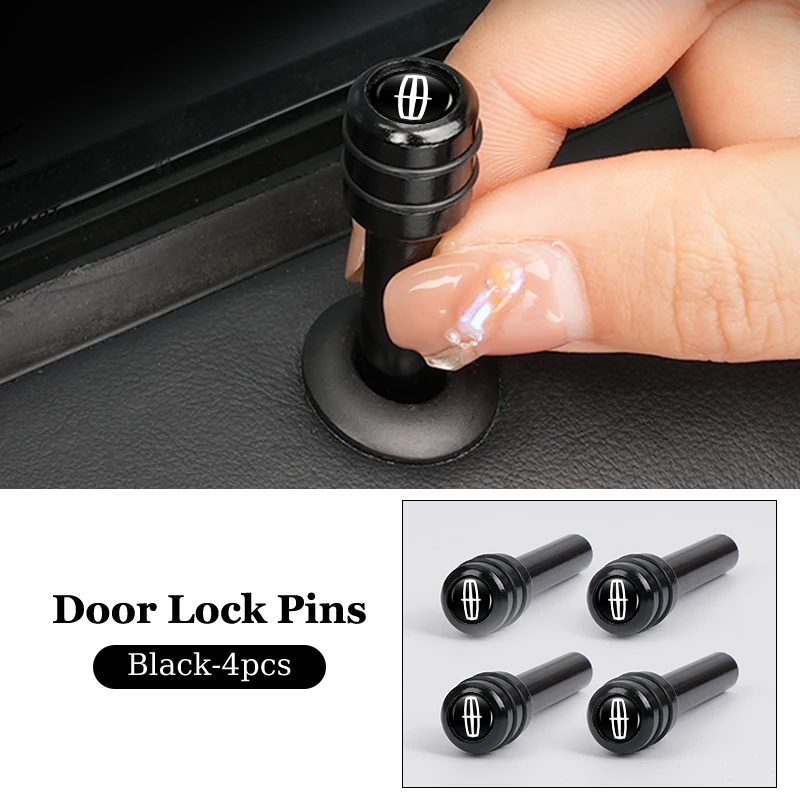 2/4Pcs Car Door Lock Pin Alloy Door Safety Lock Cover Accessories For Lincoln MKZ MKX Aviator Navigator Continental Corsair MKC