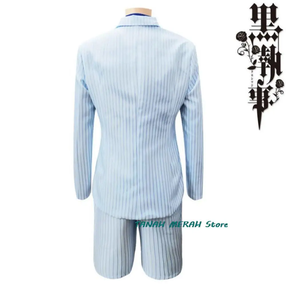 애니메이션 블랙 집사 씨엘 팬텀하이브 코스프레 코스튬 스마일 가발, 작은 토끼 줄무늬 유니폼 모자, 가장 무도회 볼 세트