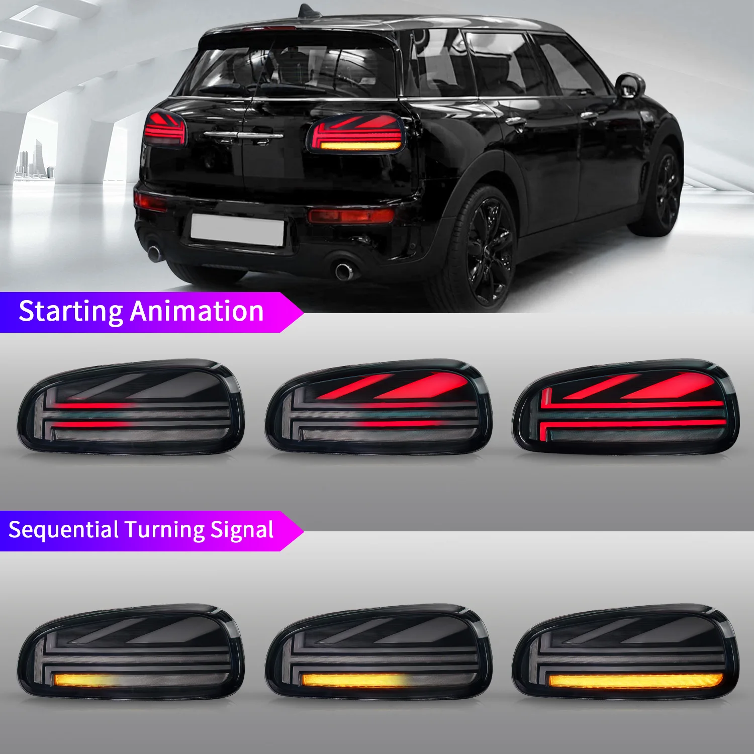 New LED rear taillight assembly, plug and play start sequence brake light for Mini F54 Clubman 2015-2020, classic car taillight