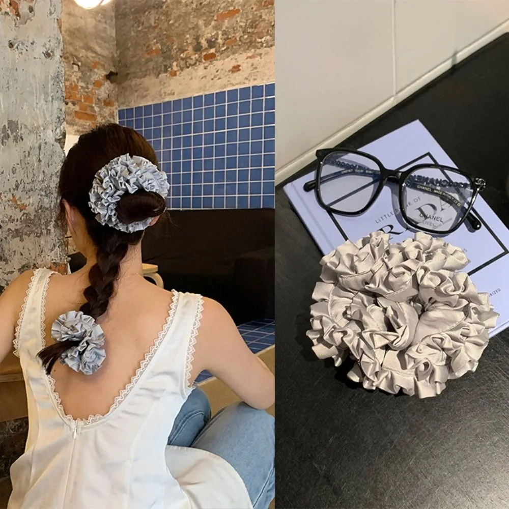 

New Cloth Flower Scrunchies Elastic Ruffles Hair Ring Satin Hair Rope Lady