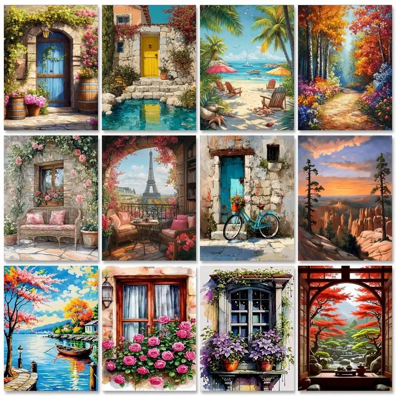 

GATYZTORY DIY Frame Painting By Numbers Window Flower Handpainted Pictures By Numbers Zero Basis Paint For Painting Home Decors