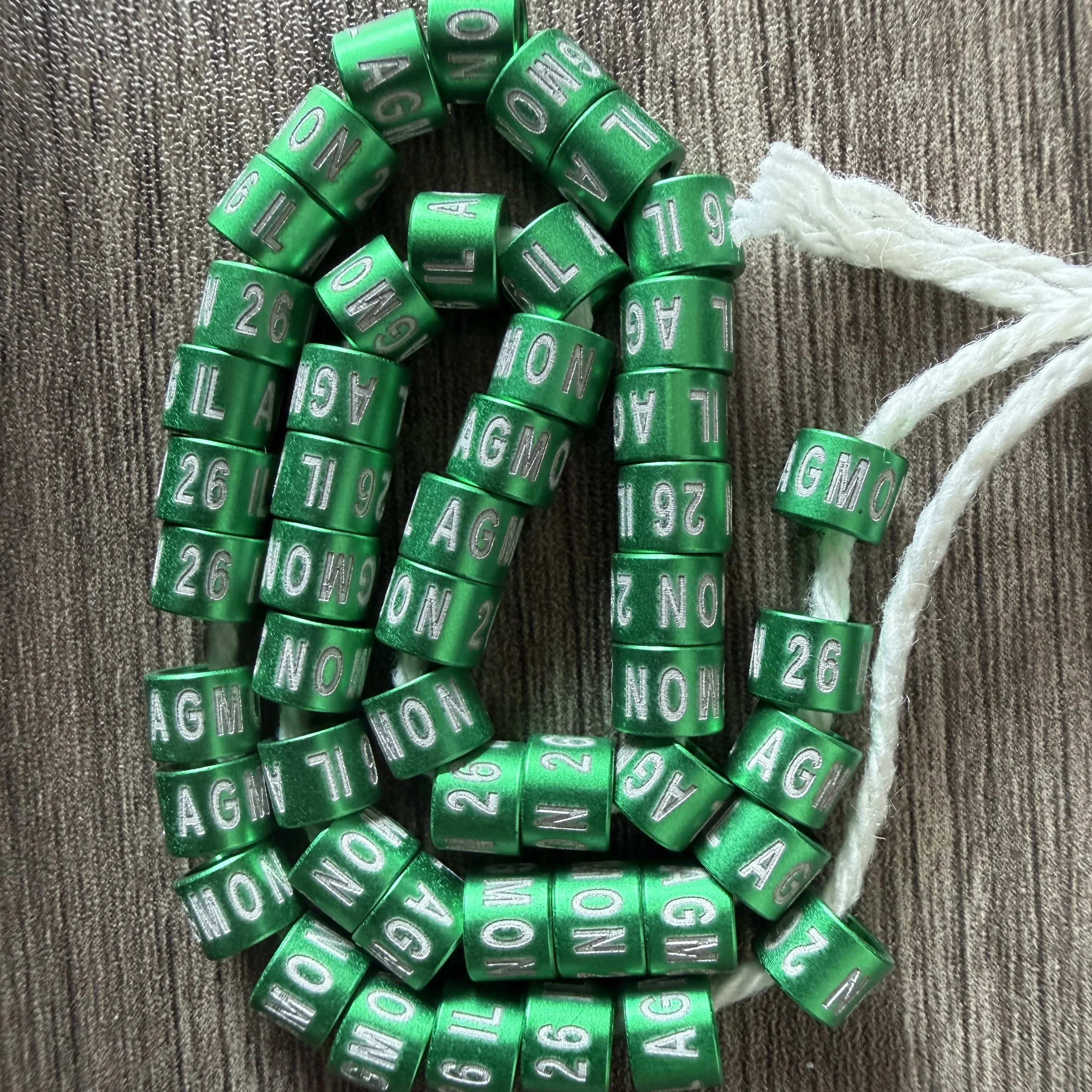 50PCS Custom Closed Aluminium Bird Rings 2026 Green Canary Budgerigar Gouldian (2.6mm to 9.0mm)-Newborn 10 days