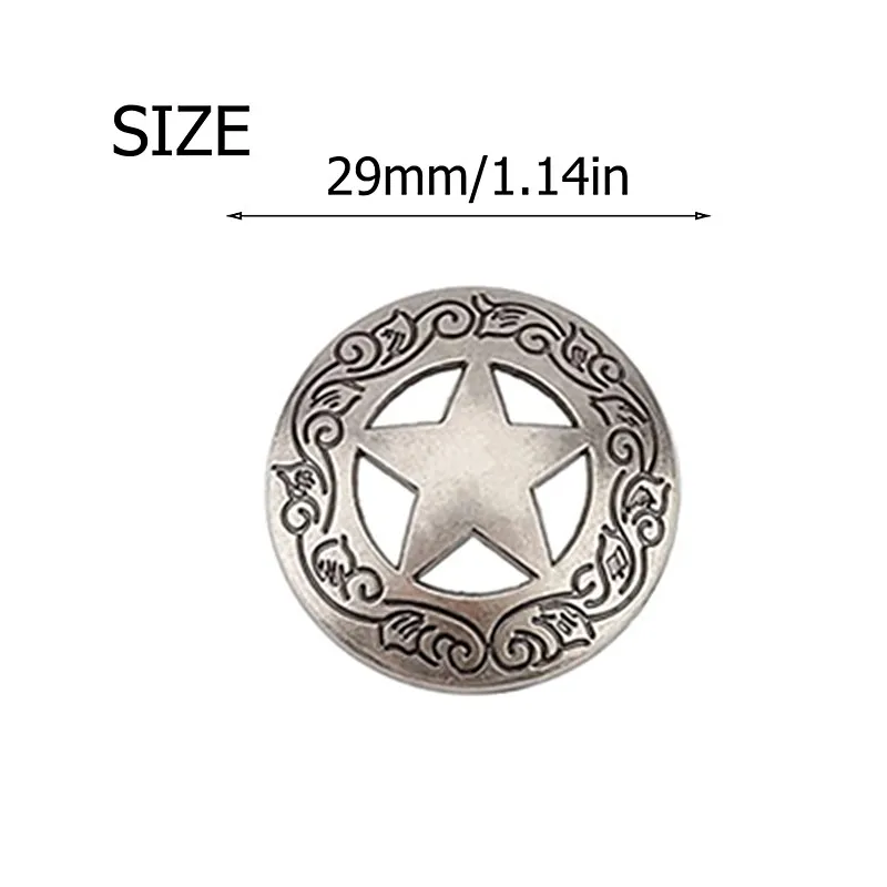 5 Pcs Conchos Leather Craft Texas Star Saddle Western Rodeo Leather Tack Leathercraft Accessories DIY Decoration Accessories