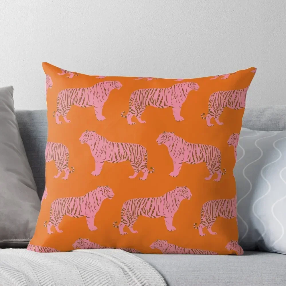 

Tiger Pattern in Pink and Orange Throw Pillow bed pillows pillowcases for sofa cushions pillow