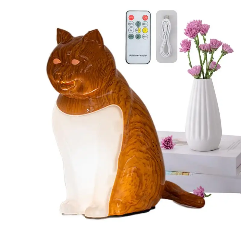 Cat Desk Lamp Creative Aromatherapy Desk Light USB Charging Sound Effect Bedroom Cat Night Lamp Color Temperature Adjustable