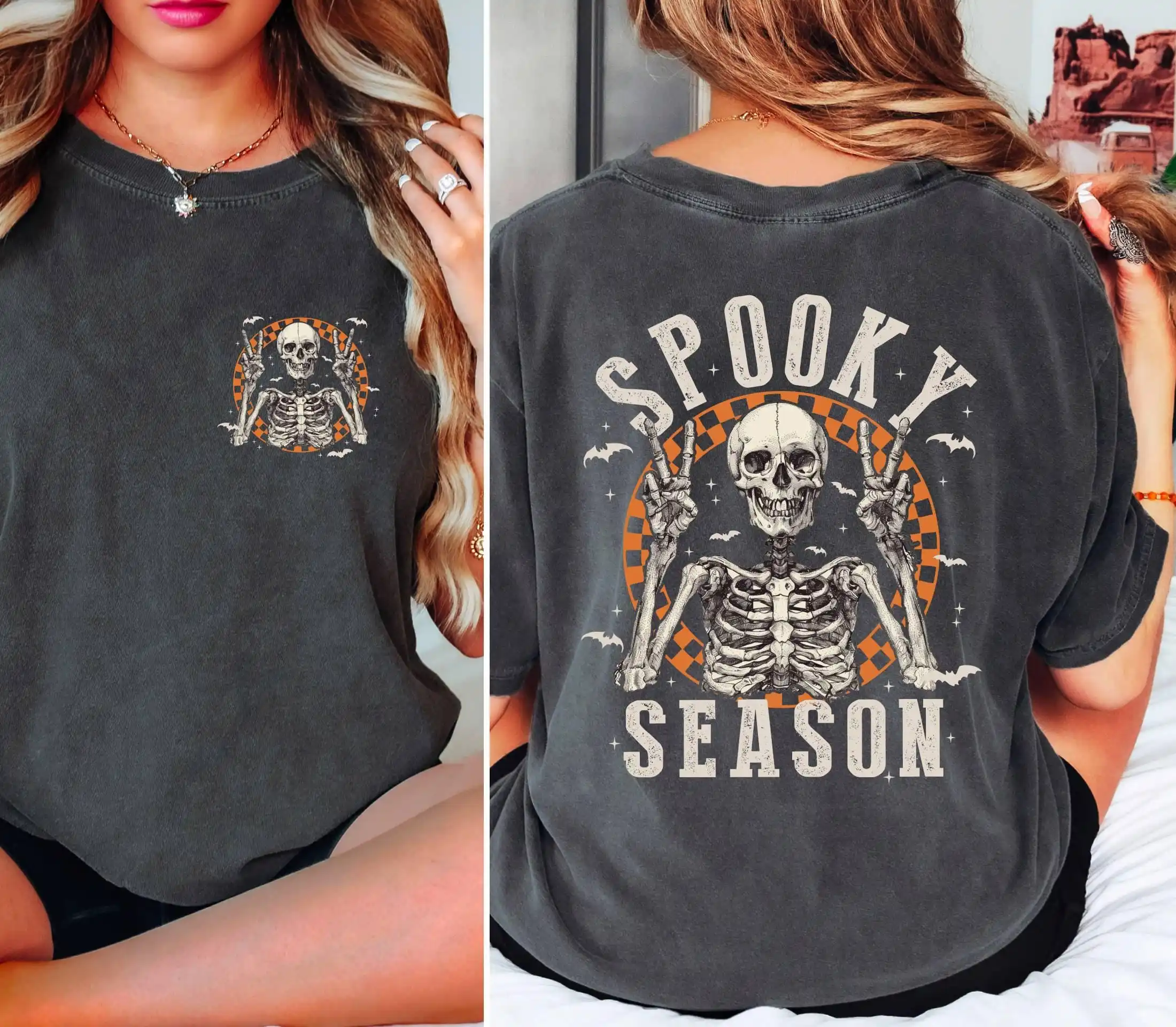 Spooky Season Shirt,Retro Halloween Skeleton Shirt, Halloween Party Shirt, Gift for Halloween, Fall Spooky Season