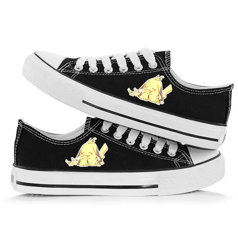 2024 New Low Cut Pikachu Korean Version Breathable Casual Sports Canvas Shoes For Men And Women Couples black shoes