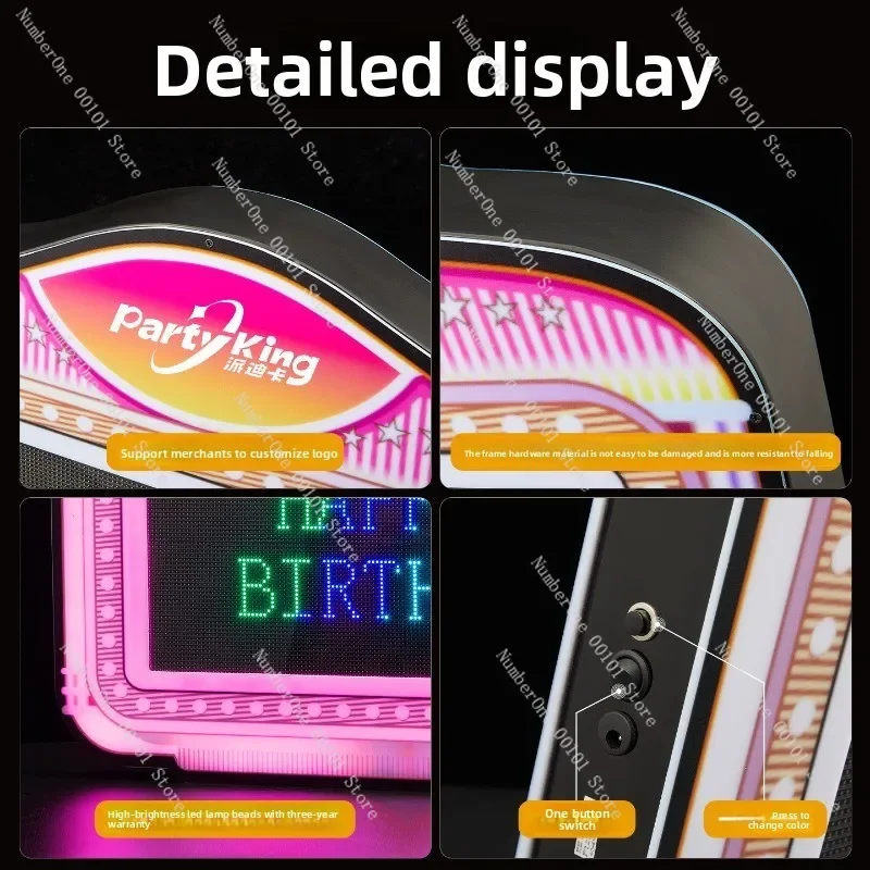 LED Luminous Hand Placard Bar, DIY Editable Text Symphony Light Sign for Event Party Atmosphere Display